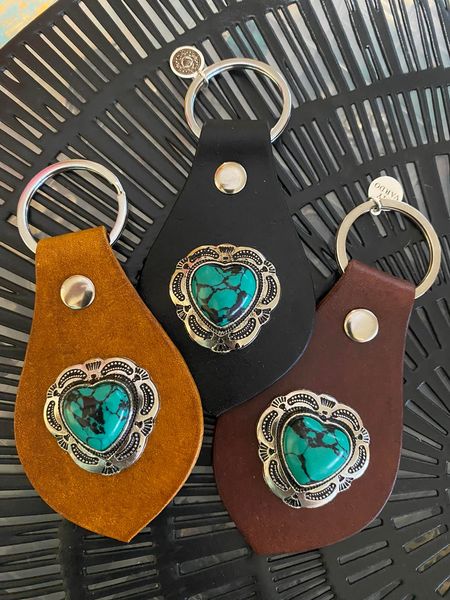 Turquoise Heart Boho Concho Keyfob